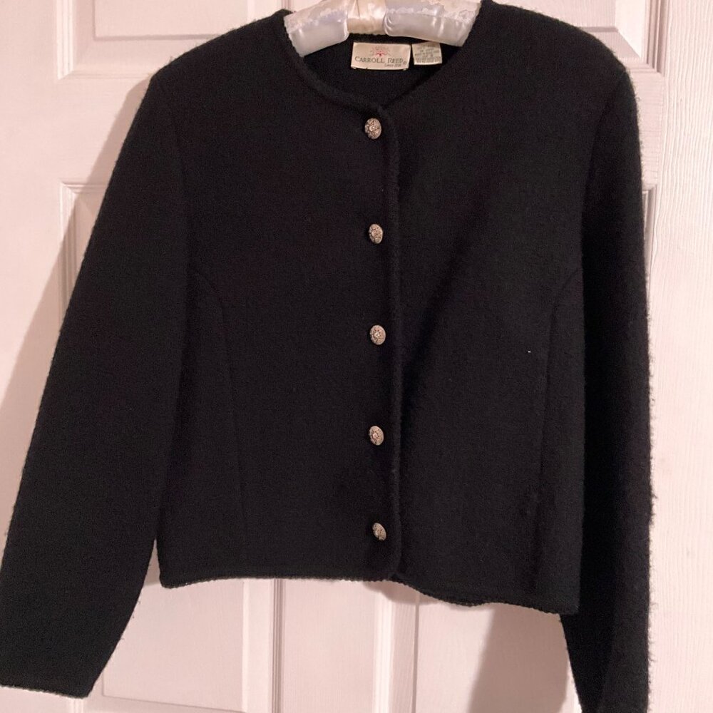 Carroll Reed Womens Black Cropped Wool Jacket Size 8